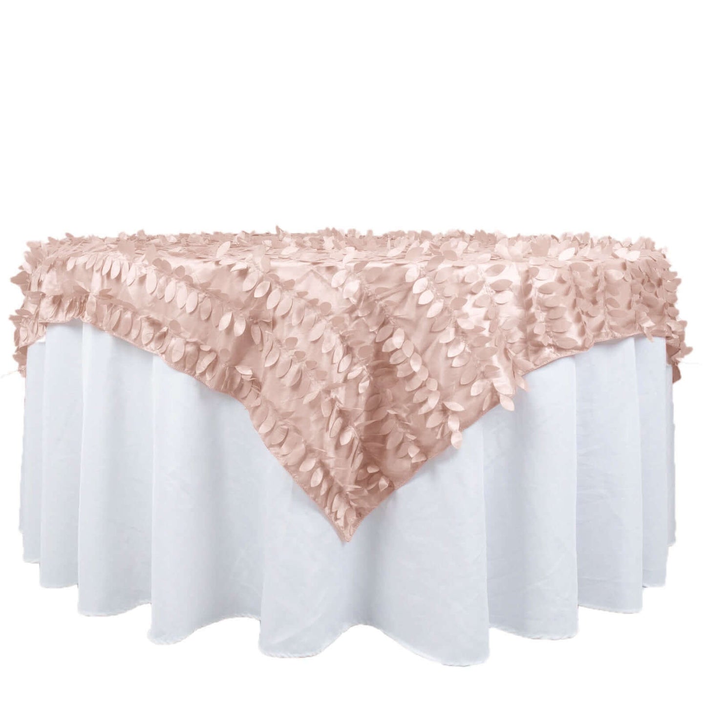 Taffeta 72"x72" Table Overlay Square Tablecloth Dusty Rose - 3D Leaf Petal Table Cover