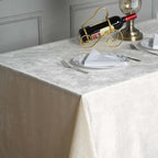 Premium Velvet 90"x132" Rectangle Tablecloth Ivory - Reusable Soft & Seamless Table Cover