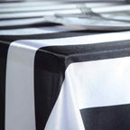 Satin 60"x102" Rectangle Tablecloth Black/White - Stripe Design with Stylish Smooth Finish Table Cover