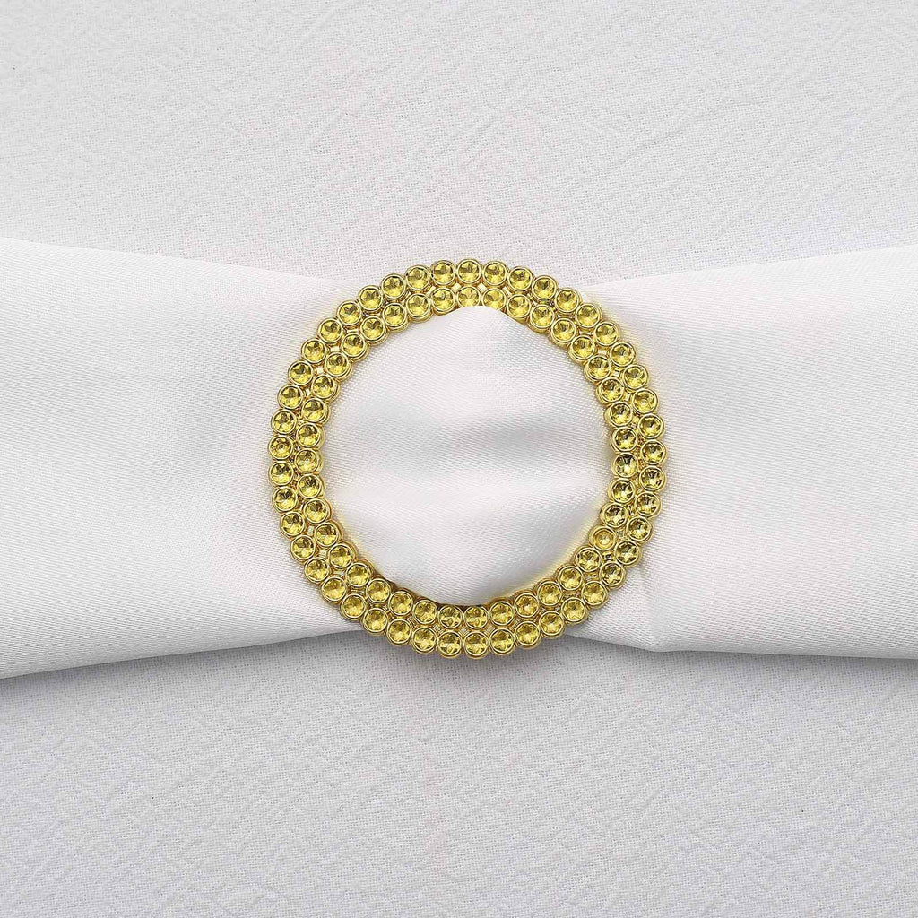 20 Pack Diamond Round Chair Sash Band Buckle Pins Gold - Timeless Rhinestone Napkin Rings for Weddings & Gatherings 2.5"