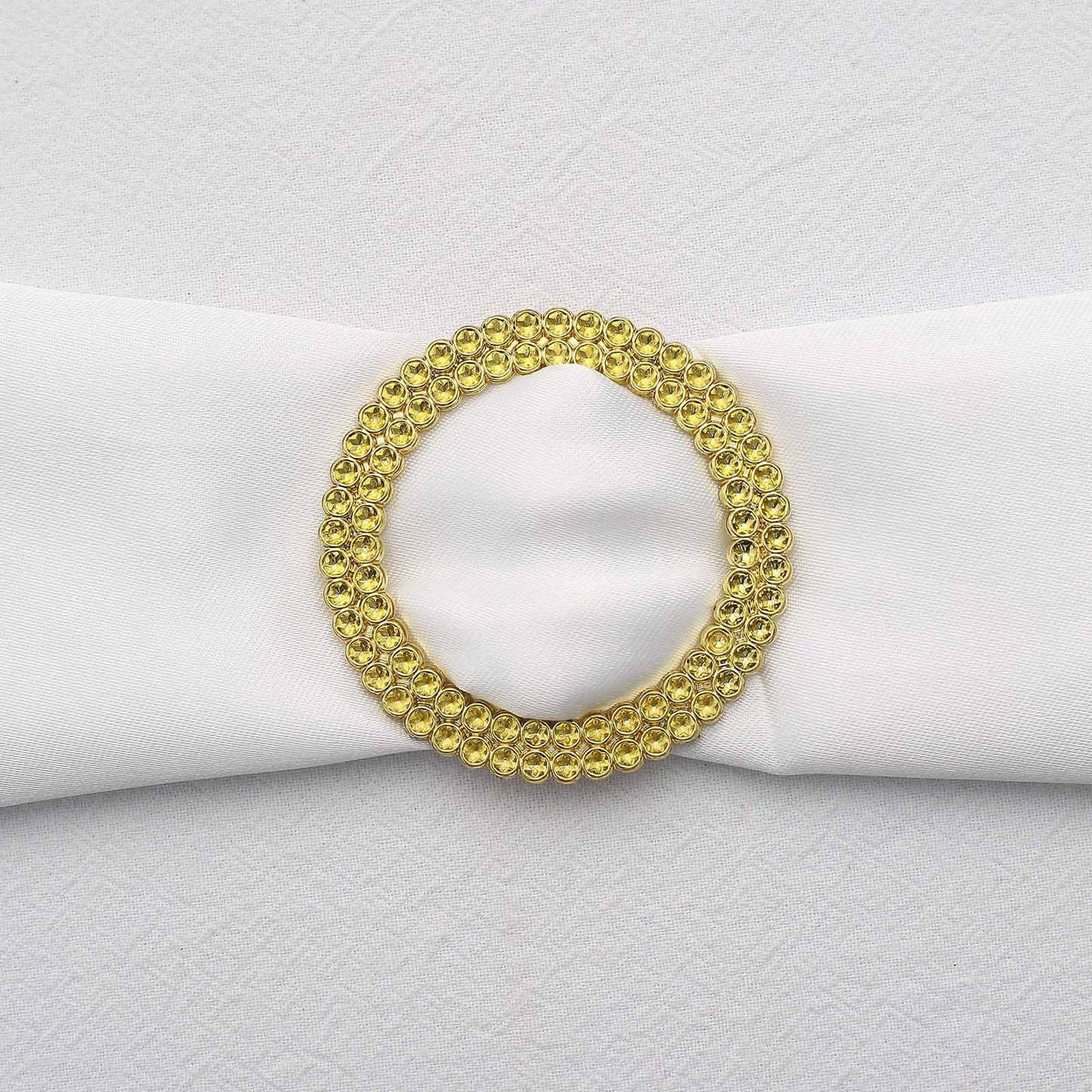 20 Pack Diamond Round Chair Sash Band Buckle Pins Gold - Timeless Rhinestone Napkin Rings for Weddings & Gatherings 2.5"