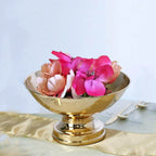 Metal Pedestal Flower Pot Round Design Gold - Floating Candle Bowl and Display Dish 12"