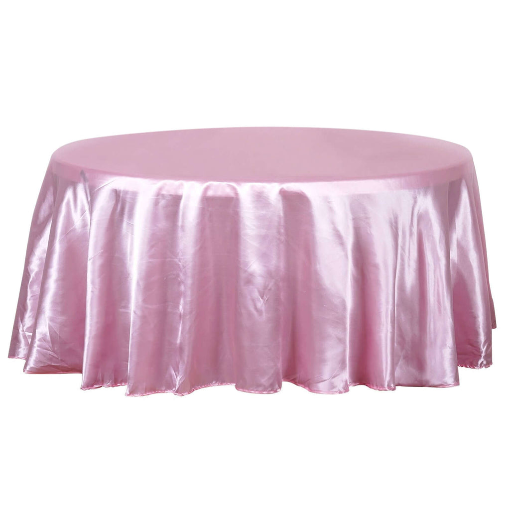 Satin 120" Round Tablecloth Pink - Stylish Seamless Table Cover