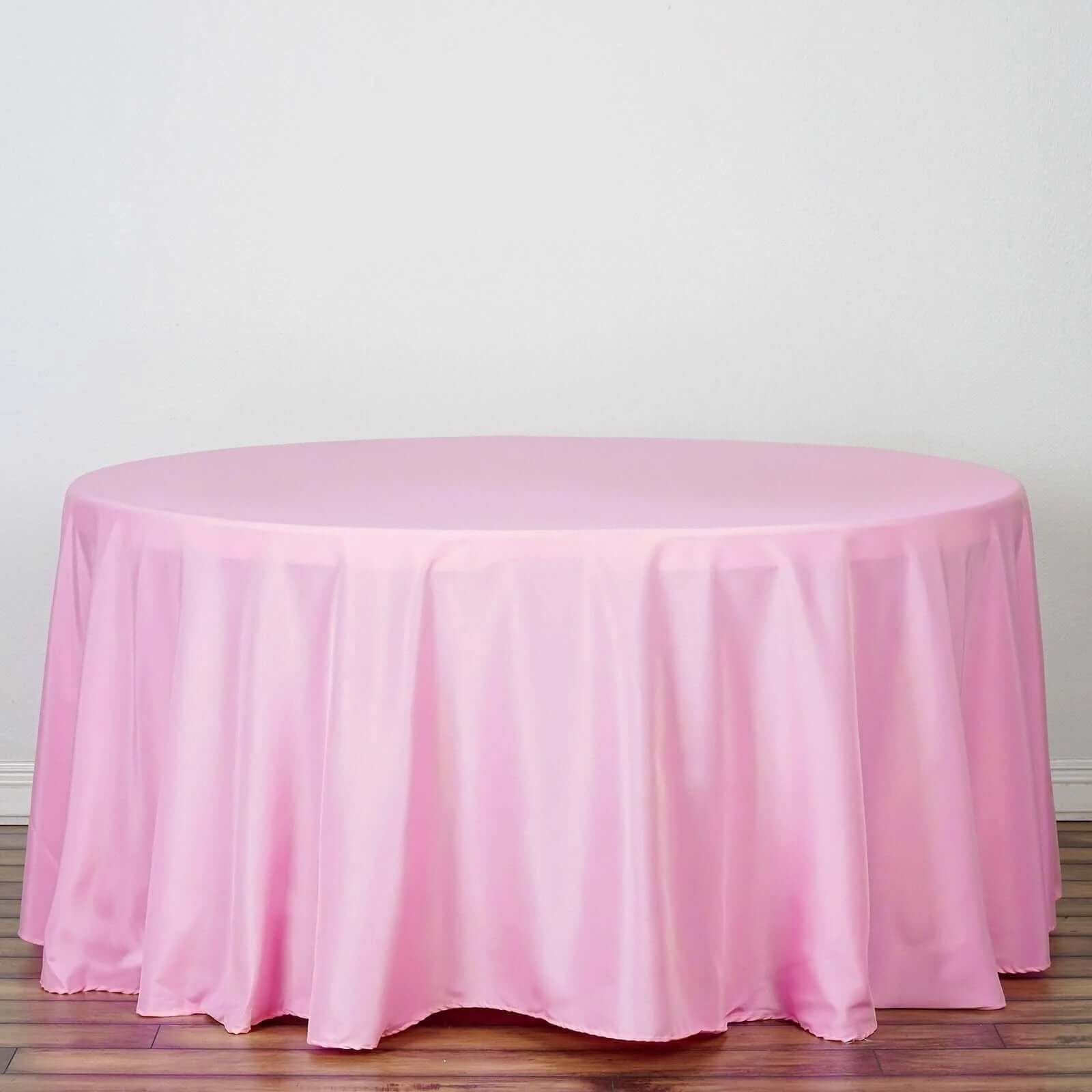 Polyester 132" Round Tablecloth Pink - Seamless Chic Table Cover