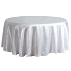 Satin 120" Round Tablecloth White - Stylish Seamless Table Cover for Weddings & Events