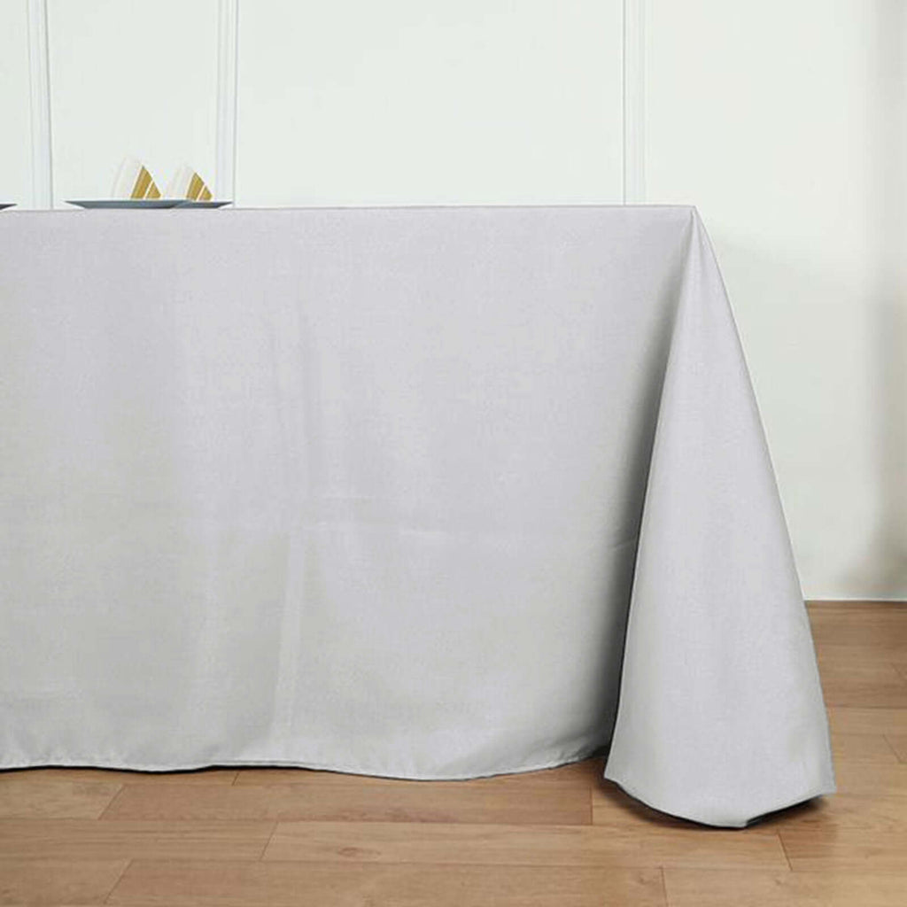 Polyester 90"x156" Rectangle Tablecloth Silver - Seamless Wrinkle-Resistant Table Cover