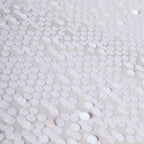Sequin 90"x132" Rectangle Tablecloth White - Seamless Big Payette Design for Sophisticated Occasions