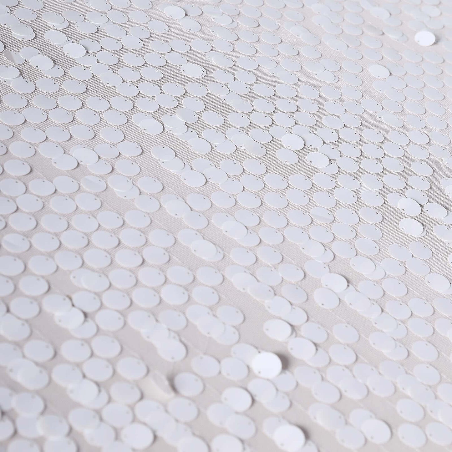 Sequin 90"x132" Rectangle Tablecloth White - Seamless Big Payette Design for Sophisticated Occasions