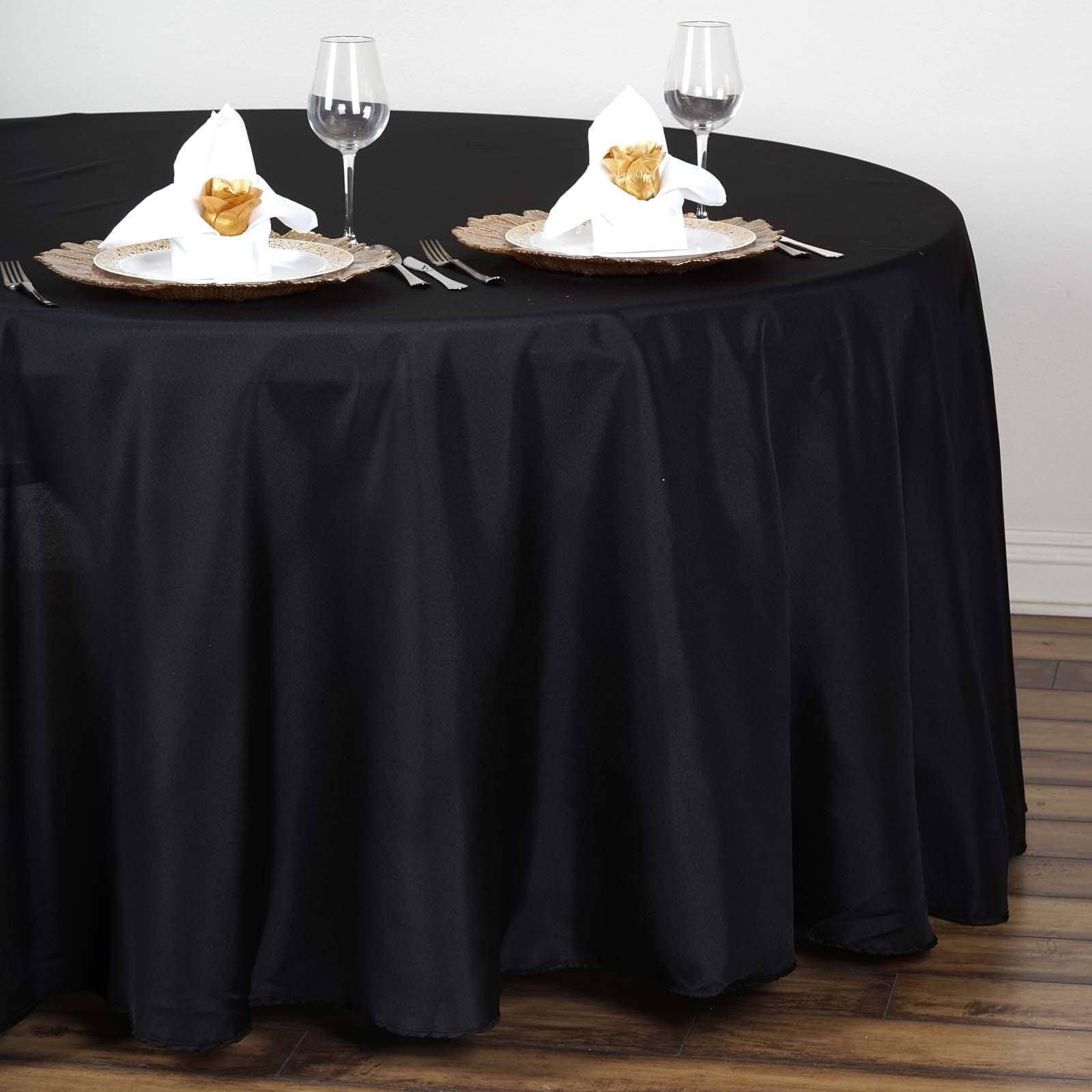 Polyester 108" Round Tablecloth Black - Wrinkle - Resistant and Stylish Table Cover - NestOCart