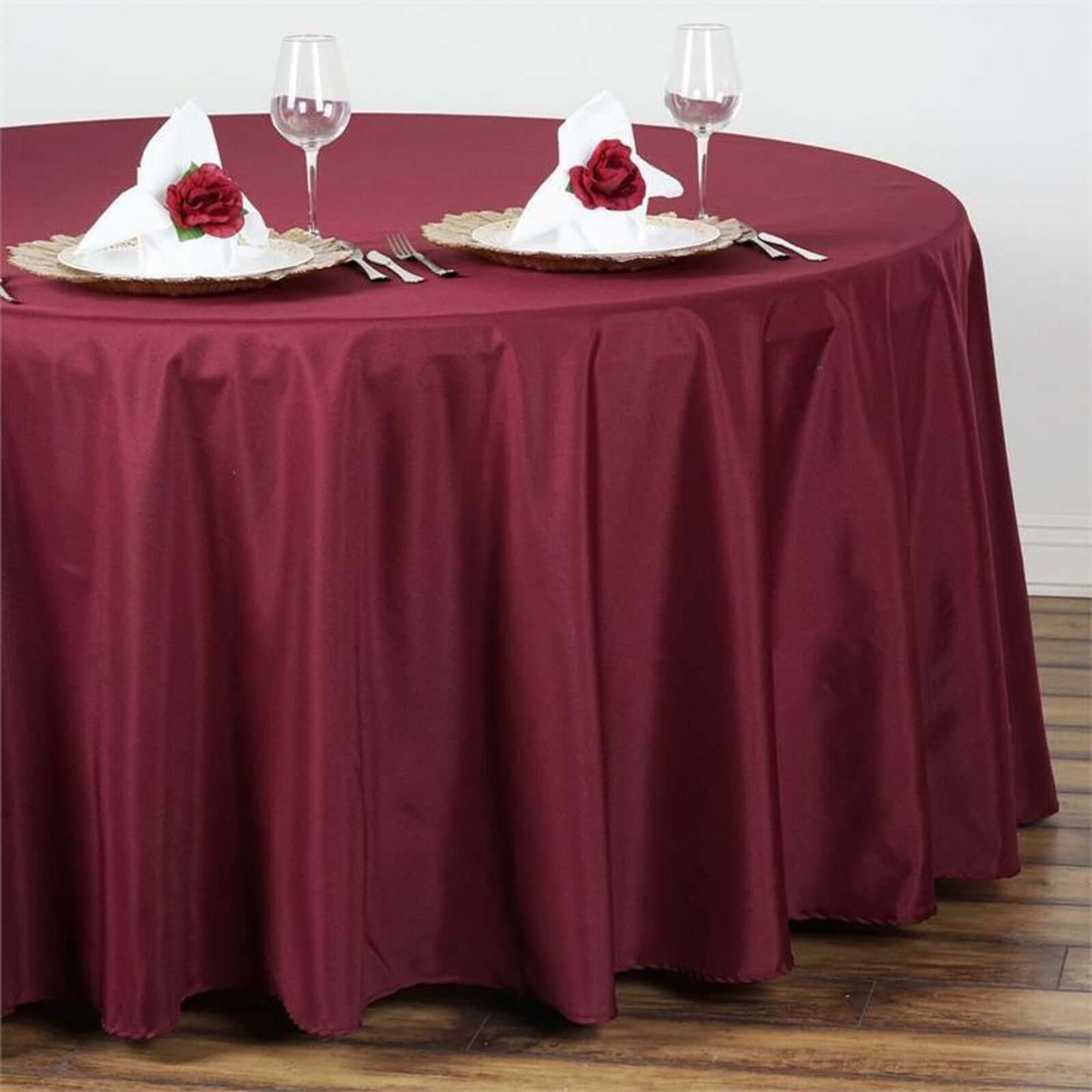 Polyester 108" Round Tablecloth Burgundy - Wrinkle - Resistant Table Cover - NestOCart