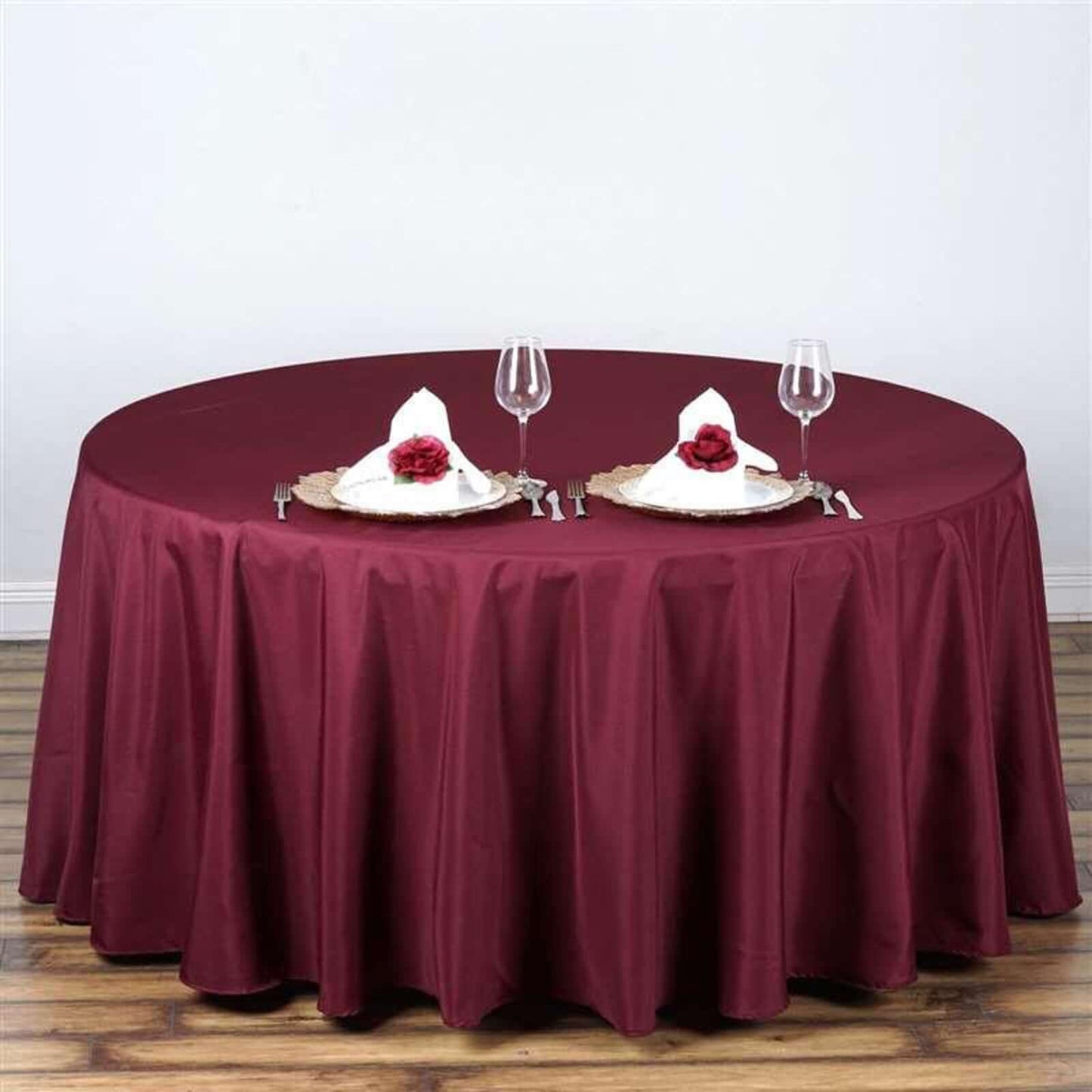 Polyester 108" Round Tablecloth Burgundy - Wrinkle - Resistant Table Cover - NestOCart
