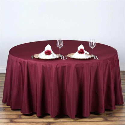 Polyester 108" Round Tablecloth Burgundy - Wrinkle - Resistant Table Cover - NestOCart
