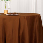Polyester 108" Round Tablecloth Cinnamon Brown - Wrinkle - Resistant Table Cover - Bell Racket Store