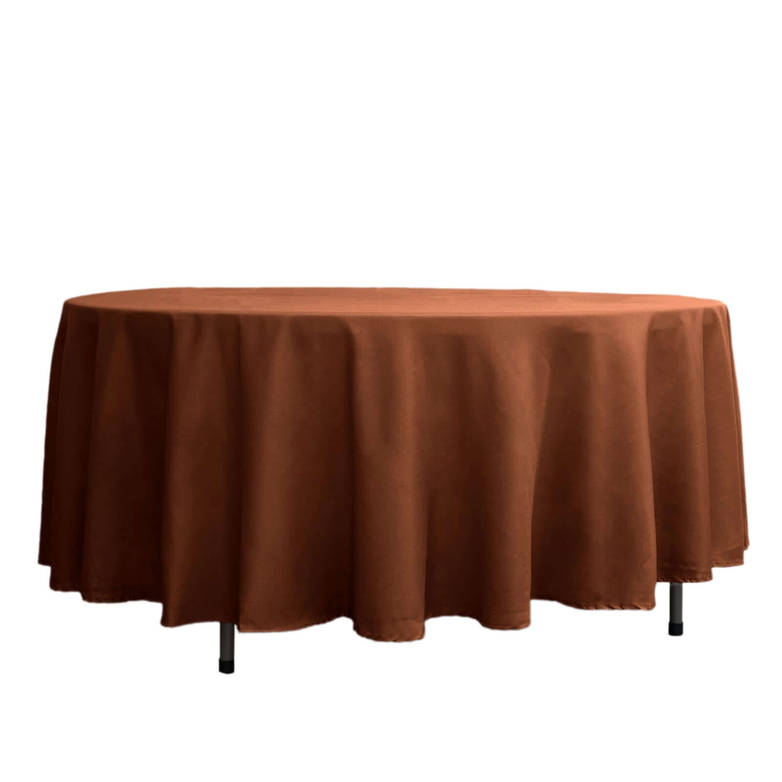 Polyester 108" Round Tablecloth Cinnamon Brown - Wrinkle - Resistant Table Cover - Bell Racket Store