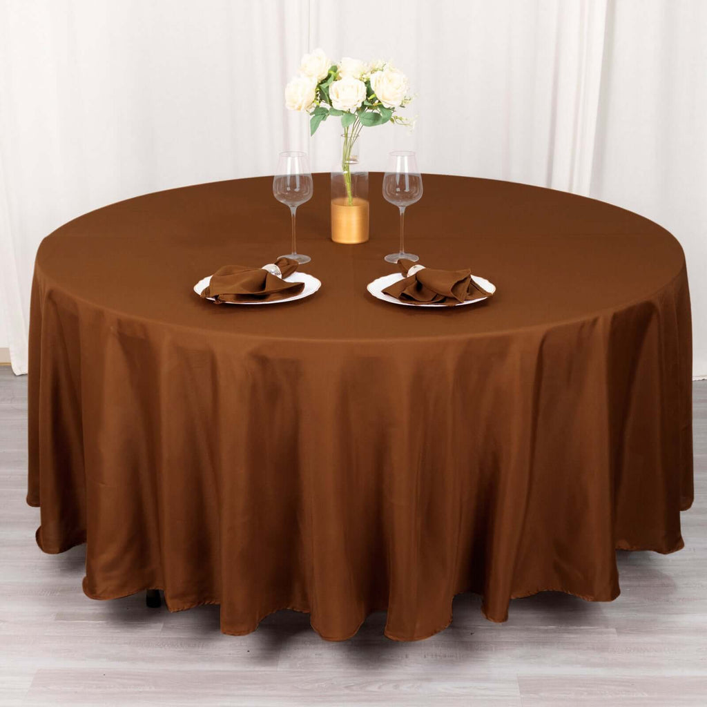 Polyester 108" Round Tablecloth Cinnamon Brown - Wrinkle - Resistant Table Cover - Bell Racket Store