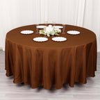 Polyester 108" Round Tablecloth Cinnamon Brown - Wrinkle - Resistant Table Cover - Bell Racket Store