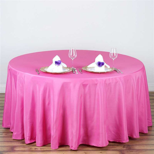 Polyester 108" Round Tablecloth Fuchsia - Wrinkle - Resistant Table Cover - NestOCart