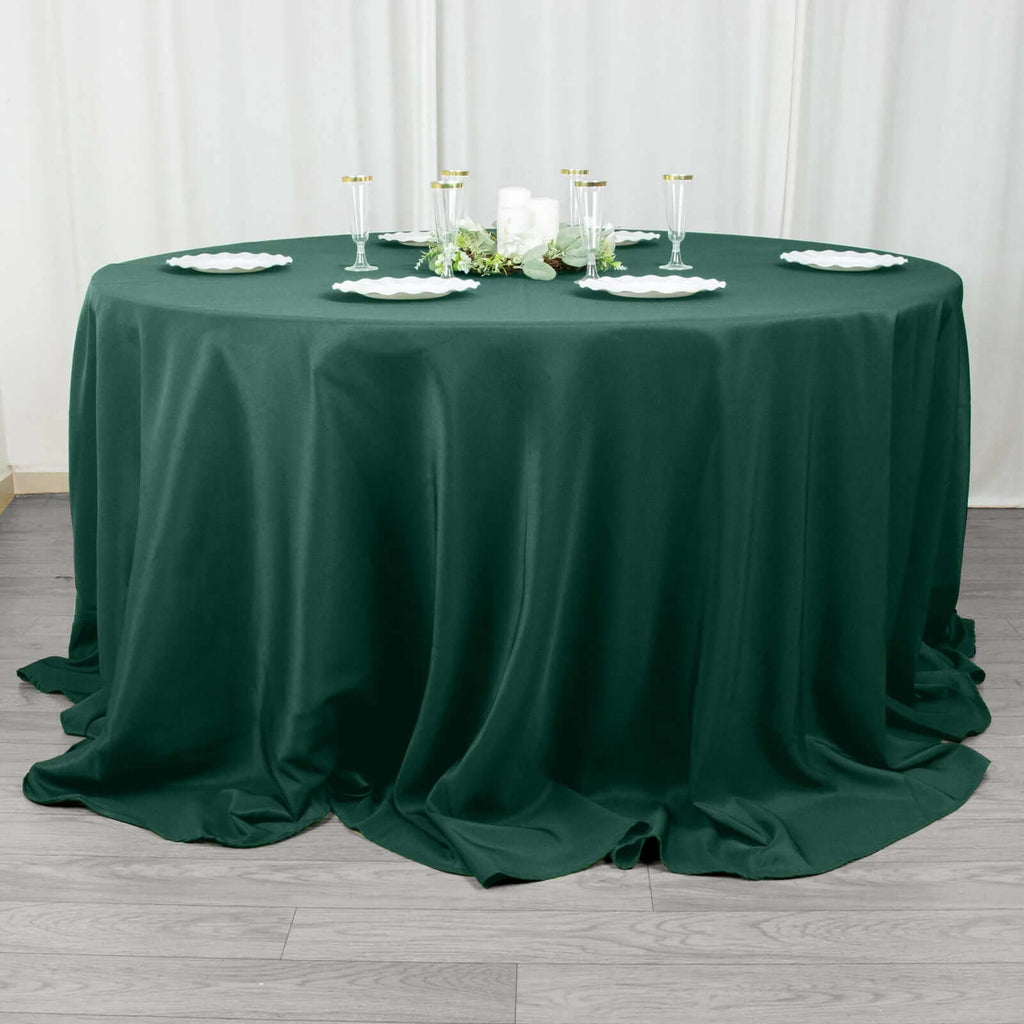 Polyester 108" Round Tablecloth Hunter Emerald Green - Wrinkle - Resistant Table Cover - Bell Racket Store