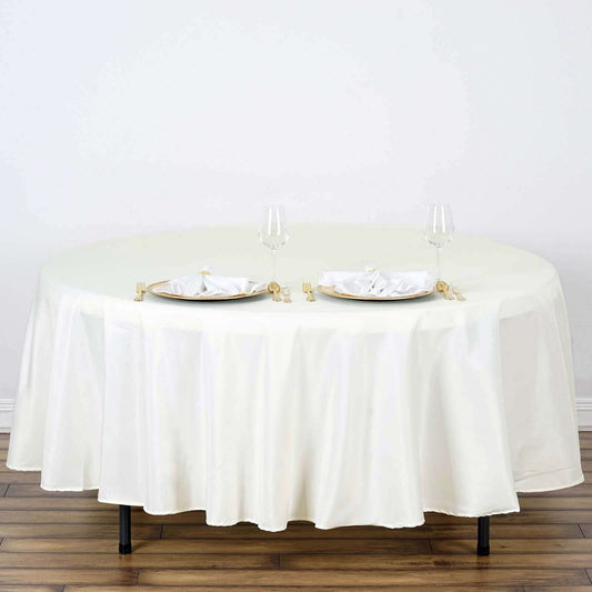 Polyester 108" Round Tablecloth Ivory - Wrinkle - Resistant Table Cover - NestOCart