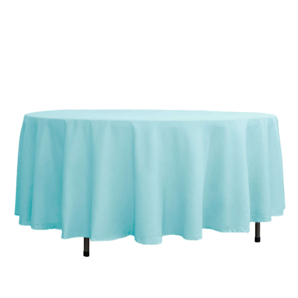 Polyester 108" Round Tablecloth Light Blue - Wrinkle - Resistant Table Cover - Bell Racket Store