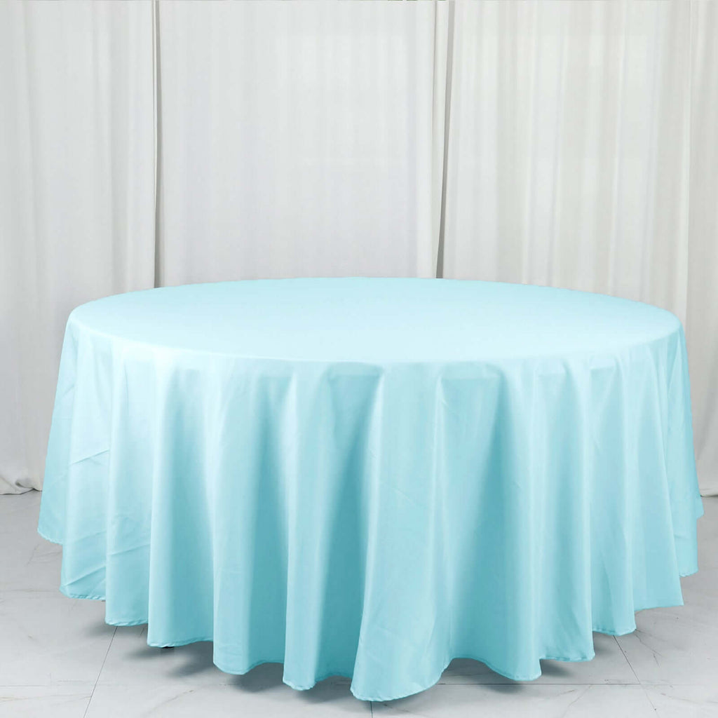 Polyester 108" Round Tablecloth Light Blue - Wrinkle - Resistant Table Cover - Bell Racket Store