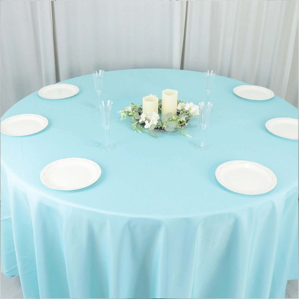 Polyester 108" Round Tablecloth Light Blue - Wrinkle - Resistant Table Cover - Bell Racket Store