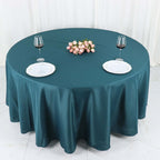 Polyester 108" Round Tablecloth Peacock Teal - Wrinkle - Resistant Table Cover - Bell Racket Store