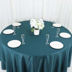 Polyester 108" Round Tablecloth Peacock Teal - Wrinkle - Resistant Table Cover - Bell Racket Store