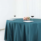 Polyester 108" Round Tablecloth Peacock Teal - Wrinkle - Resistant Table Cover - Bell Racket Store