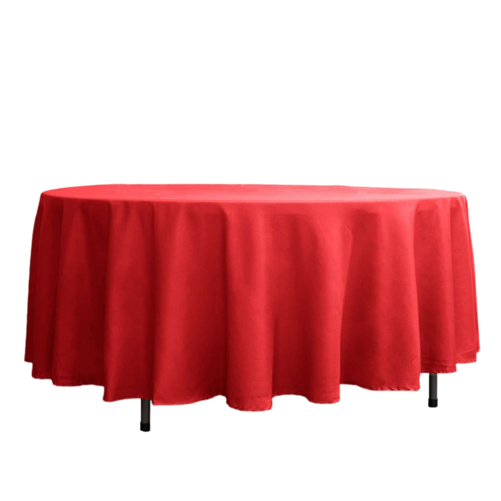 Polyester 108" Round Tablecloth Red - Wrinkle-Resistant Table Cover