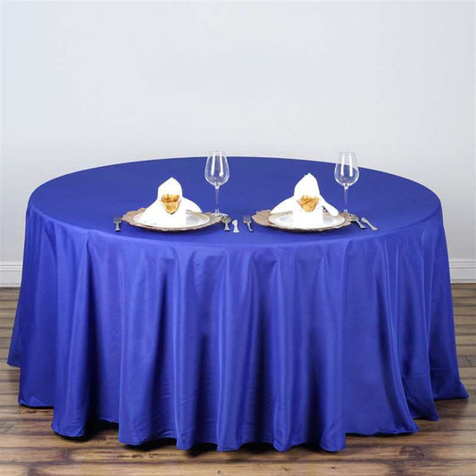 Polyester 108" Round Tablecloth Royal Blue - Wrinkle - Resistant Table Cover - NestOCart