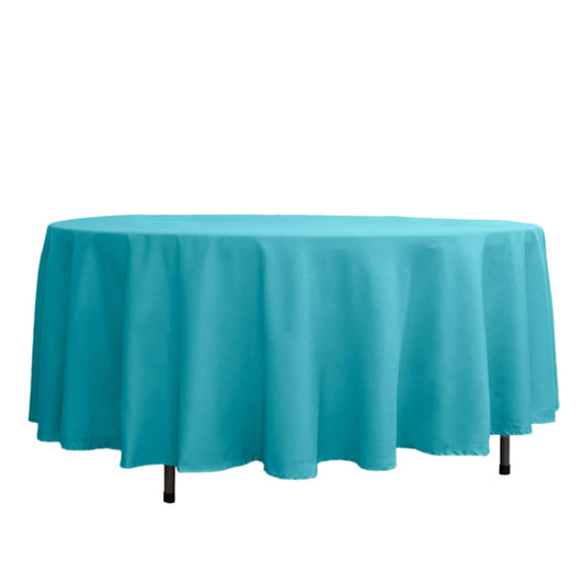 Polyester 108" Round Tablecloth Turquoise - Wrinkle - Resistant Table Cover - NestOCart