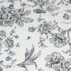 Polyester 108" Round Tablecloth White - Black French Toile Pattern for Chic Weddings - Bell Racket Store