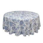 Polyester 108" Round Tablecloth White - Blue French Toile Pattern for Chic Weddings - Bell Racket Store