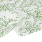 Polyester 108" Round Tablecloth White - Dusty Sage Green French Toile Pattern for Chic Weddings - Bell Racket Store