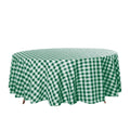 Polyester 108" Round Tablecloth White/Green - Checkered Buffalo Plaid Table Cover