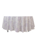 Polyester 108" Round Tablecloth White - Lavender Lilac French Toile Pattern for Chic Weddings - Bell Racket Store