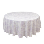 Polyester 108" Round Tablecloth White - Lavender Lilac French Toile Pattern for Chic Weddings - Bell Racket Store
