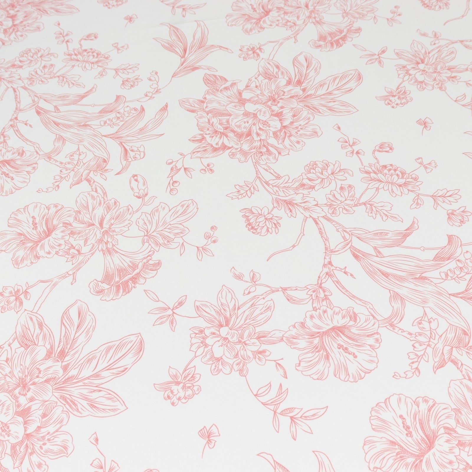Polyester 108" Round Tablecloth White - Pink French Toile Pattern for Chic Weddings - Bell Racket Store