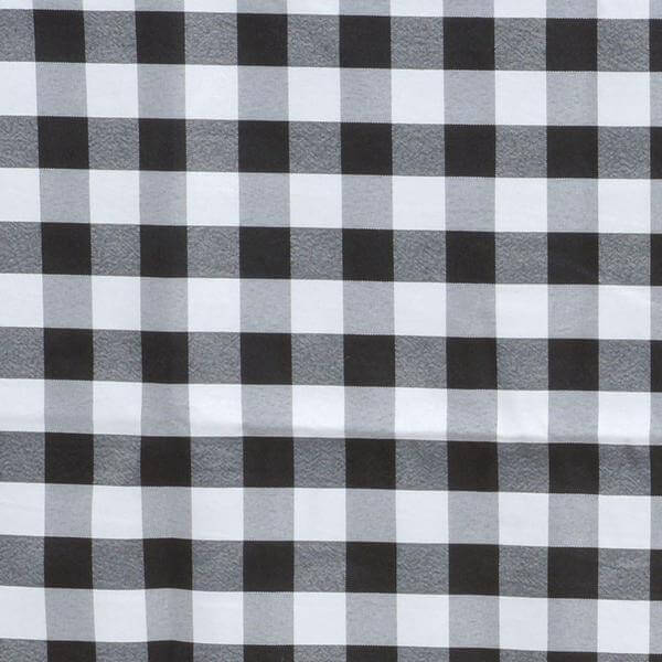 Polyester 108" Round Tablecloth White/Black - Checkered Buffalo Plaid Table Cover - NestOCart
