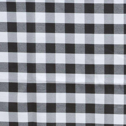 Polyester 108" Round Tablecloth White/Black - Checkered Buffalo Plaid Table Cover - NestOCart