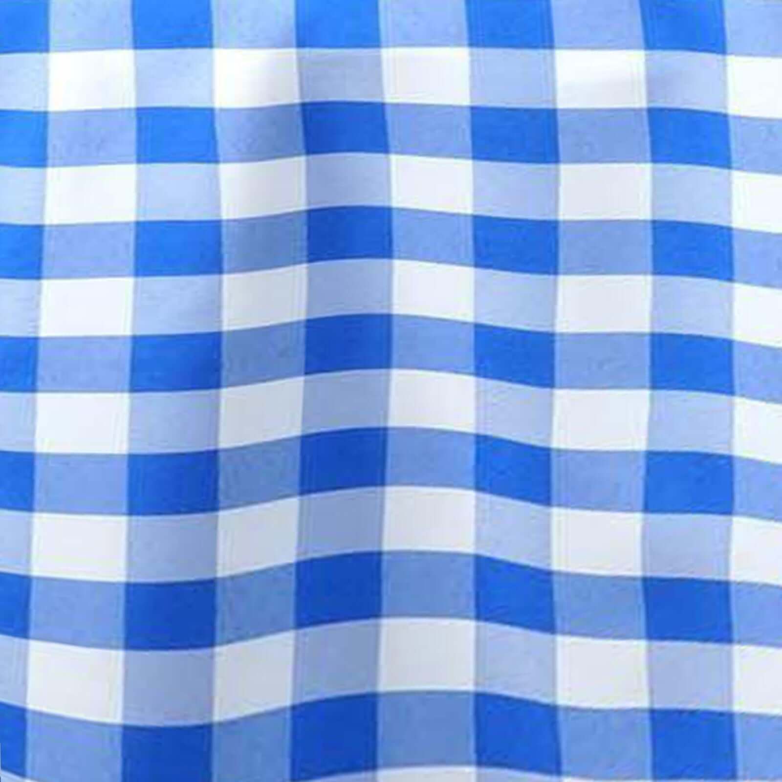 Polyester 108" Round Tablecloth White/Blue - Checkered Buffalo Plaid Table Cover - NestOCart