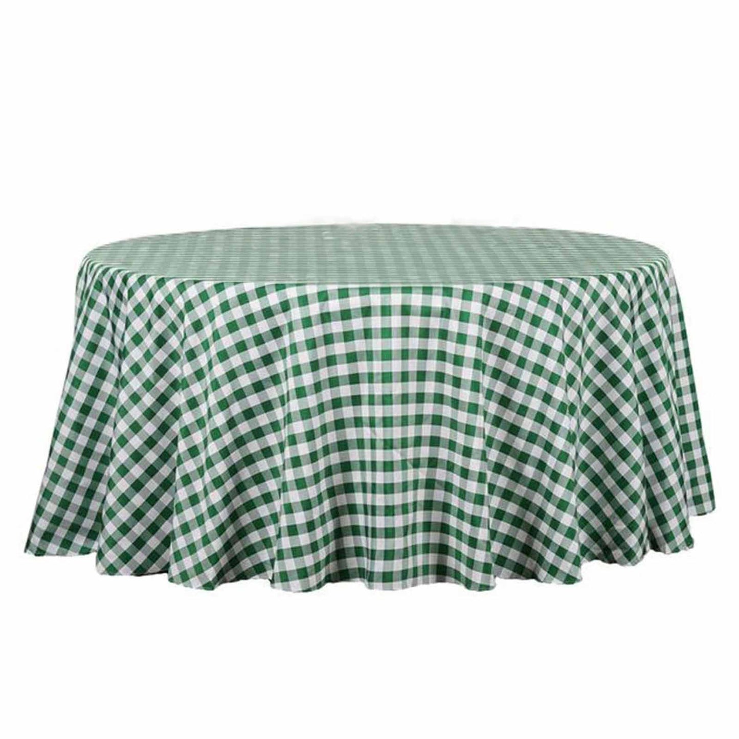 Polyester 108" Round Tablecloth White/Green - Checkered Buffalo Plaid Table Cover - NestOCart