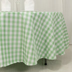 Polyester 108" Round Tablecloth White/Sage Green - Checkered Buffalo Plaid Table Cover - Bell Racket Store