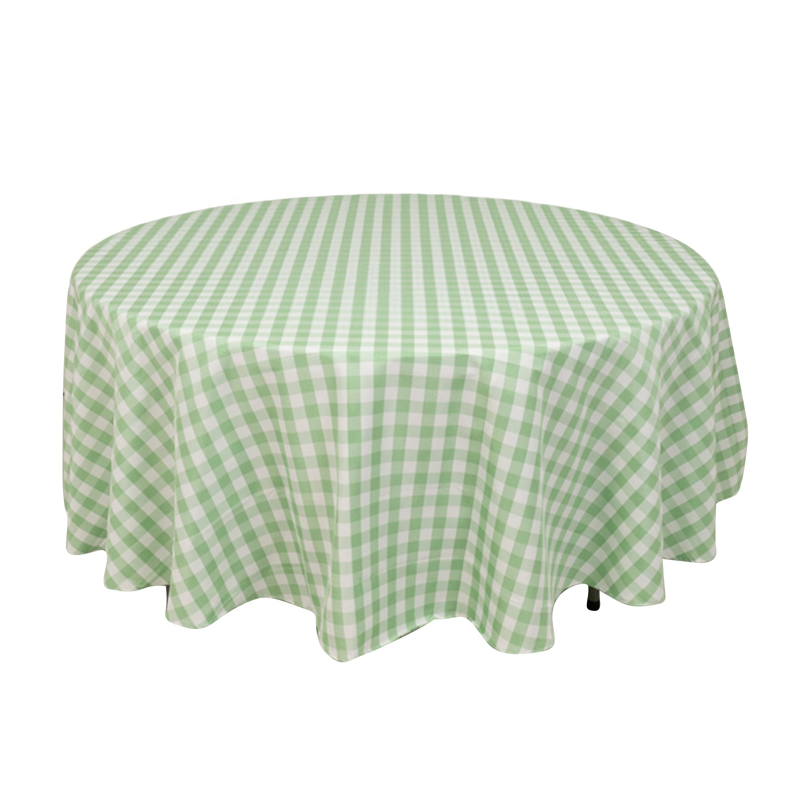 Polyester 108" Round Tablecloth White/Sage Green - Checkered Buffalo Plaid Table Cover - Bell Racket Store