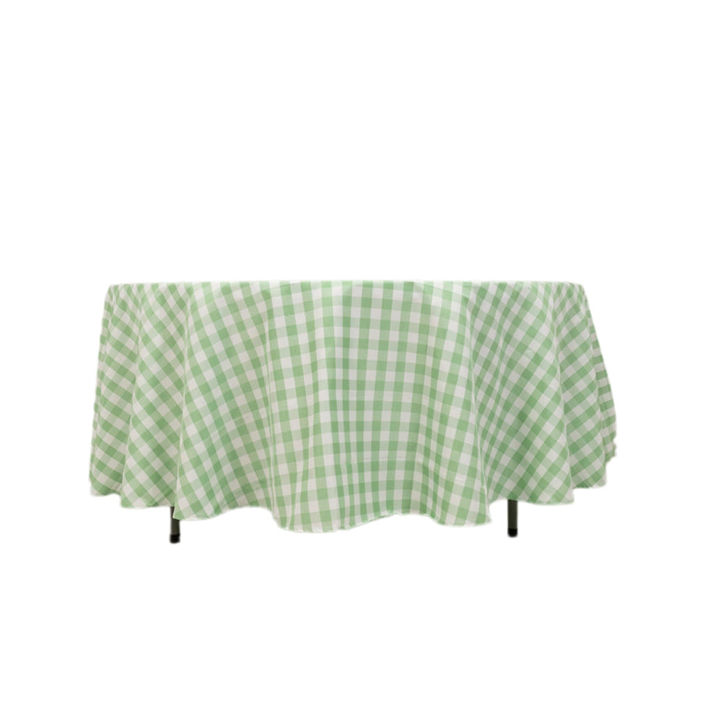 Polyester 108" Round Tablecloth White/Sage Green - Checkered Buffalo Plaid Table Cover - Bell Racket Store
