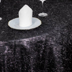 Polyester 120" Round Black Tablecloth Metallic Fringe Shag Tinsel Table Cover - Bell Racket Store