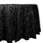 Polyester 120" Round Black Tablecloth Metallic Fringe Shag Tinsel Table Cover - Bell Racket Store