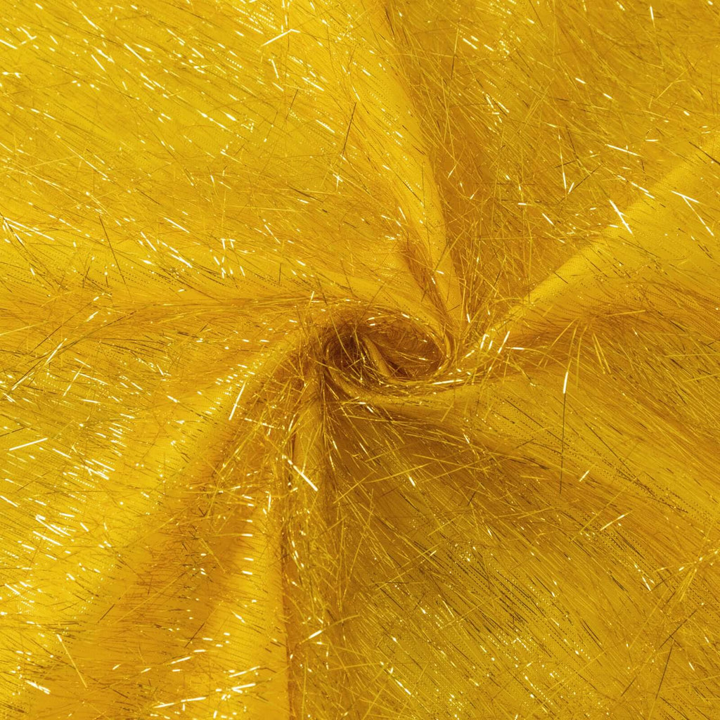 Polyester 120" Round Gold Tablecloth Metallic Fringe Shag Tinsel Design Table Cover for Weddings & Events - Bell Racket Store