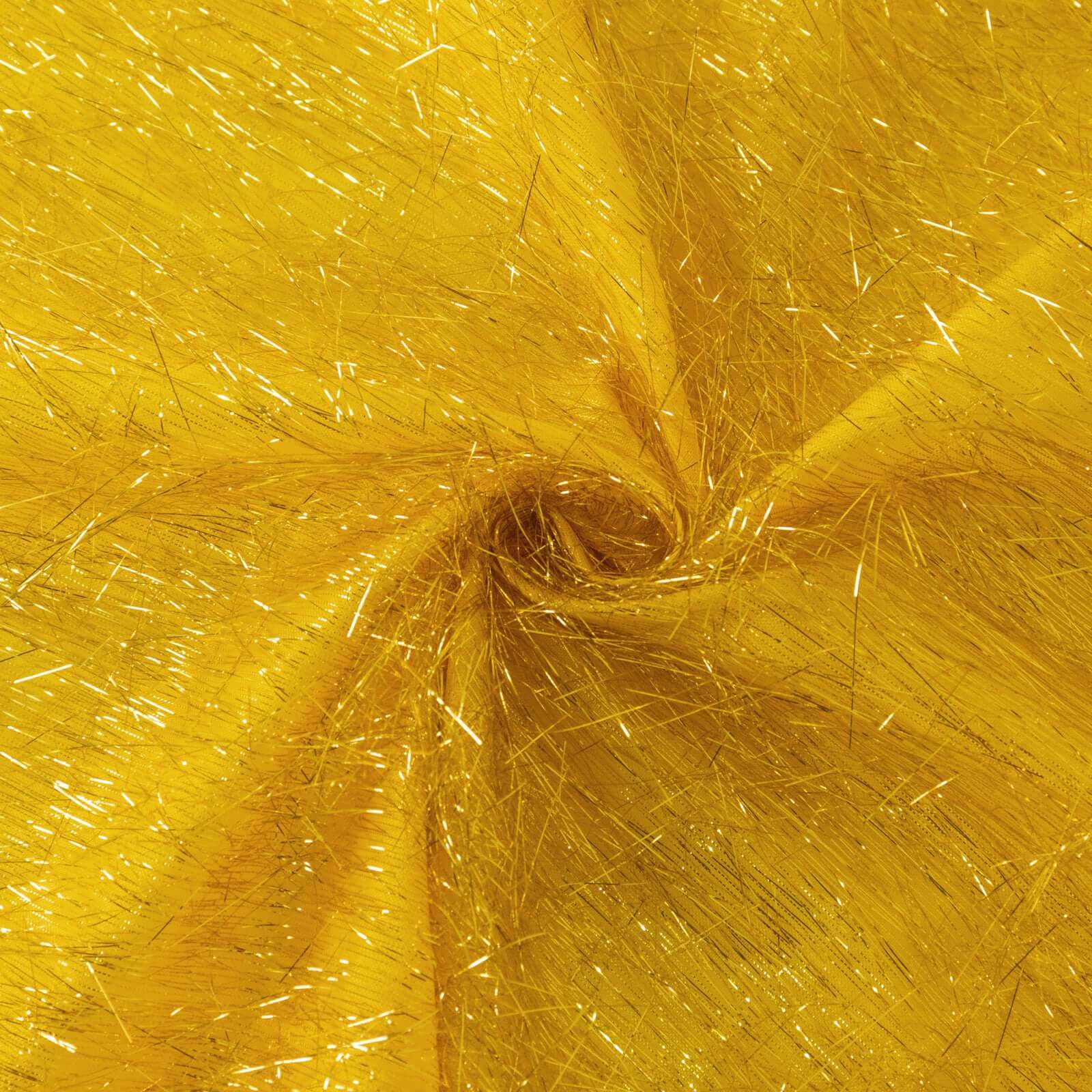 Polyester 120" Round Gold Tablecloth Metallic Fringe Shag Tinsel Design Table Cover for Weddings & Events - Bell Racket Store